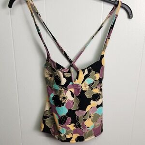 Salt  +‎ Cove Floral V-Neck Tankini Top M Cross Back Created for Macy'